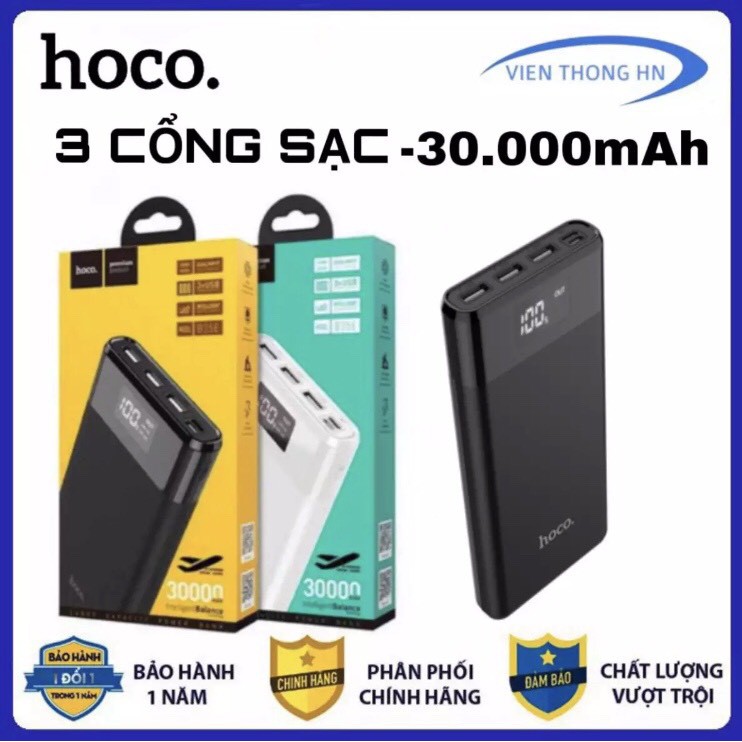 Pin sạc dự phòng Hoco B35E Entourage 30000mAh 3 cổng sạc SẠC SIÊU NHANH