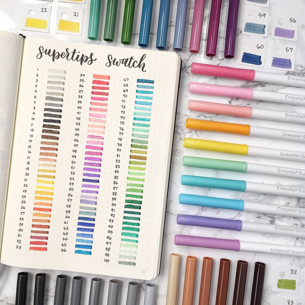 Bộ Bút lông vẽ nét thanh nét đậm của Mỹ - Crayola Super tips 50 màu