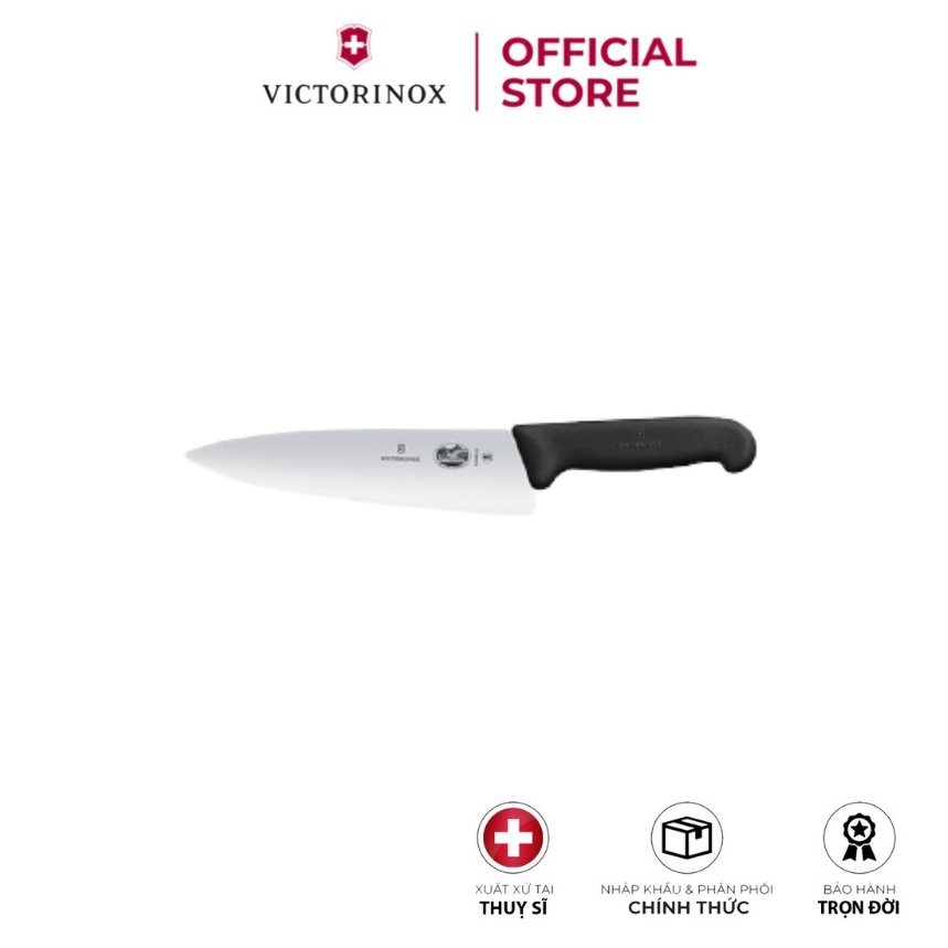 Dao bếp Victorinox Carving Knife màu đen (20cm, fibrox handle, extra broad blade)