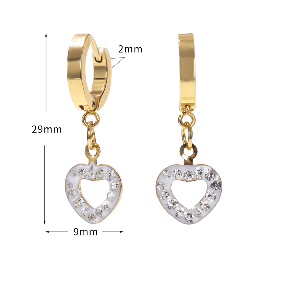1 Đôi Bông Tai Bằng Thép Không Gỉ Mạ Vàng 18K Đính Đá Pha Lê Trắng Phong Cách Hiphop