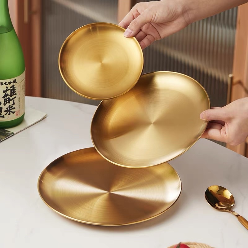 ĐĨA INOX VÀNG SUS 304 KHÔNG ĂN MÒN CAO CẤP 2022 | ĐĨA TRÒN VÀNG HÀN QUỐC CHUYÊN DỤNG CHO NHÀ HÀNG, KHÁCH SẠN