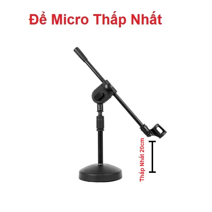 Chân Đỡ Mic, Điều Chỉnh Cao Thấp Từ 20cm Đến 70cm, Chuyên Gắn Micro Hát Văn - Hát karaoke Livestream - Để Bàn Phát Biểu