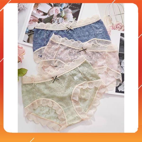 Quần lót nữ kháng khuẩn cạp cao nâng mông chất liệu ren cao cấp Q2109