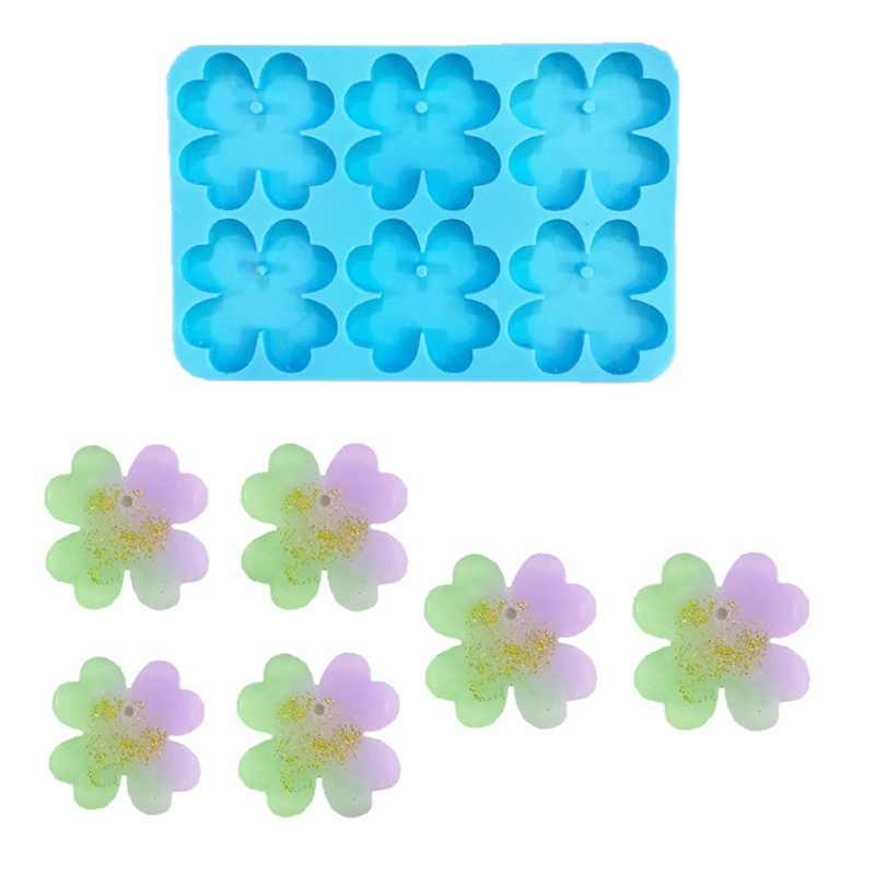 Sa Khuôn Silicon Làm Móc Khóa Hình Cỏ Bốn Lá