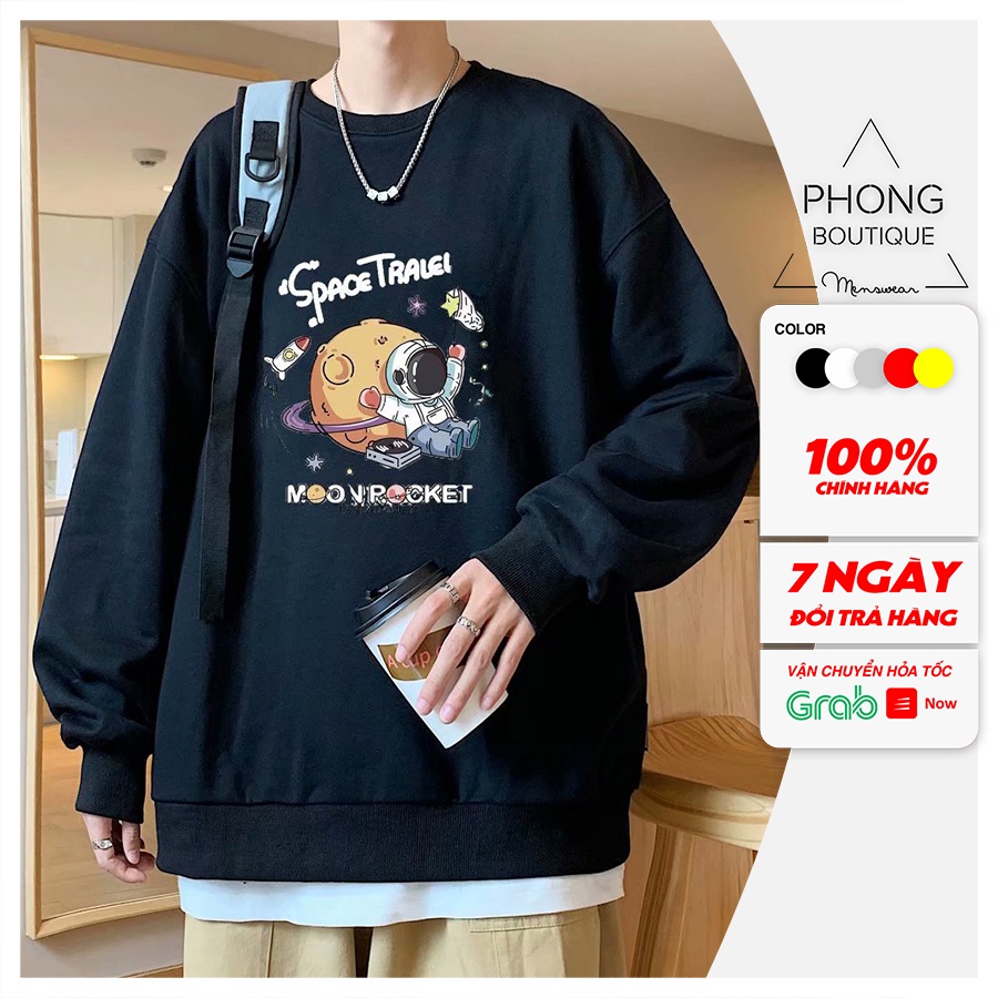 Áo dài tay Vũ Trụ New NỈ BÔNG Unisex Phong Boutique Basic Sweater Ulzzang cặp đôi nam nữ form rộng oversize Hàn Quốc | BigBuy360 - bigbuy360.vn