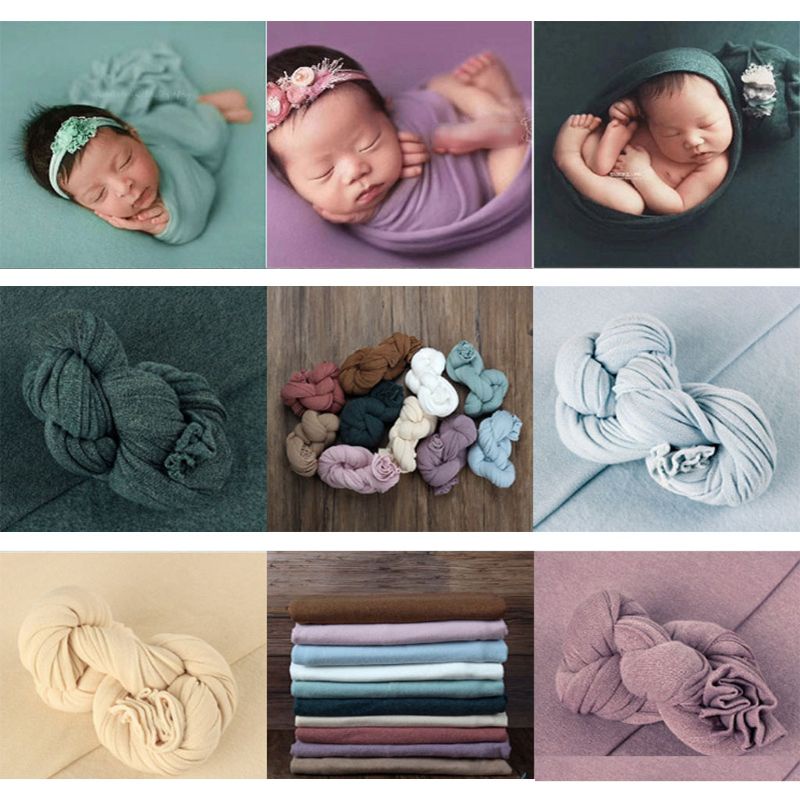 Chăn Quấn Bằng Cotton Co Giãn Dành Cho Bé Sơ Sinh Chụp Ảnh