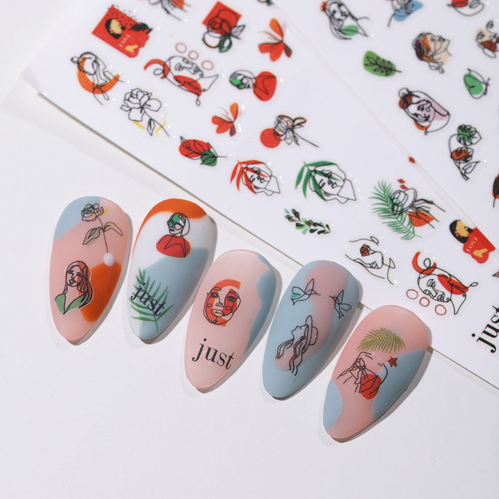 [Hàng mới về] Nhãn dán họa tiết hình học graffiti thời trang tự trang trí móng nghệ thuật