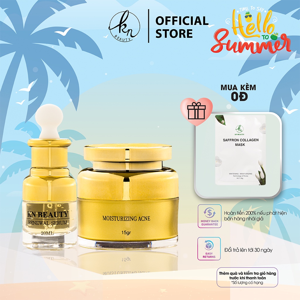 &lt;Nhận quà ngay&gt; Combo 2 sản phẩm Ngừa mụn Giảm thâm Dưỡng trắng Kn Beauty: Serum 20ml +kem dưỡng 15gr