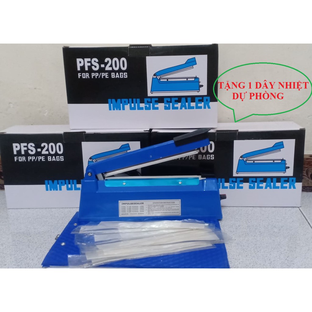 [KHUYẾN MÃI KHỦNG] Máy Hàn Miệng Túi Dập Tay PFS 200MM | Tặng 1 bộ dây nhiệt + băng nhiệt dự phòng