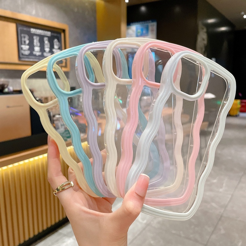 Ốp Điện Thoại TPU Mềm Họa Tiết Sóng Biển Màu Trơn Đơn Giản Cho iPhone 12 13 Pro 11 Pro Max Xs Max X XR 7 8 Plus