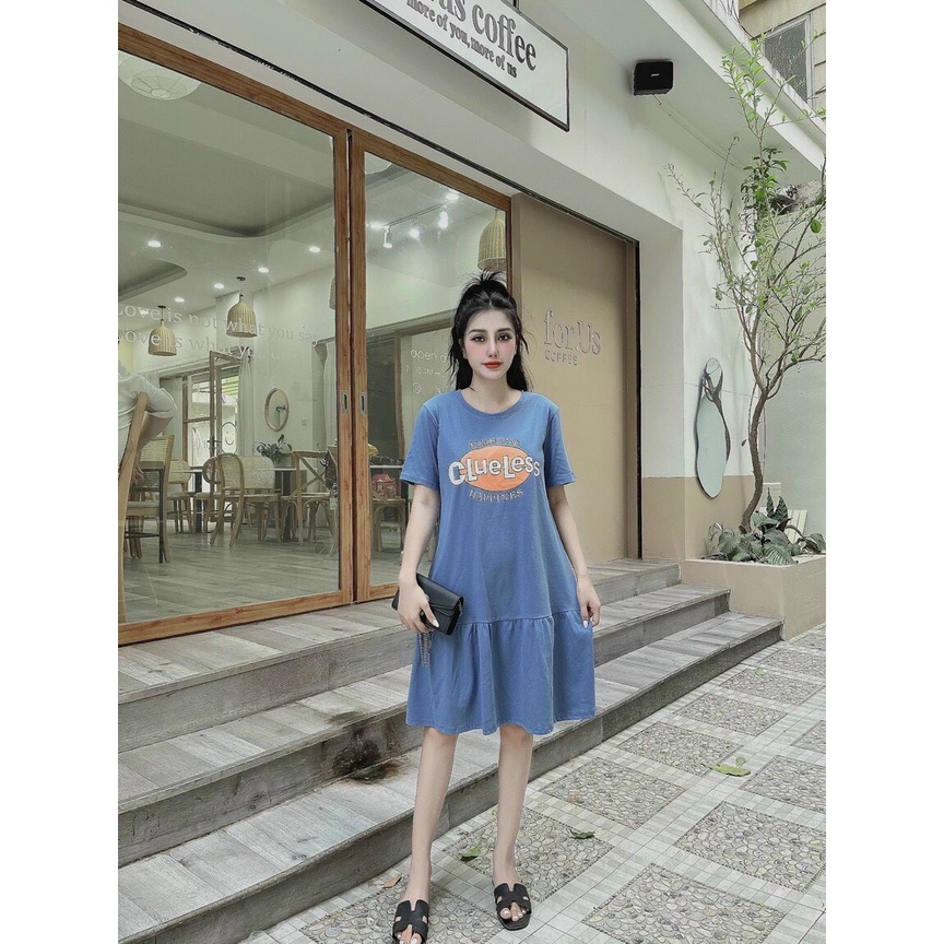 Váy đầm suông nữ - Váy nữ dáng đuôi cá dài chất cotton khô mát mịn