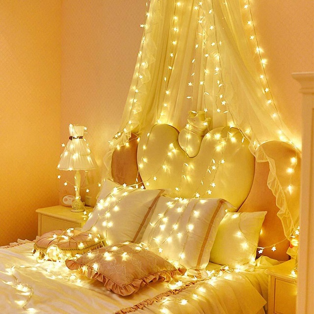 Dây Đèn Led Hình Ngôi Sao Trang Trí Nhà Cửa Dùng Pin Aa