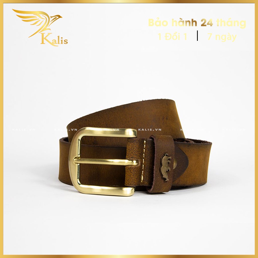 Thắt Lưng Nam Da Thật Cao Cấp KALIS Dây Lưng Nịt Thắt Thắc Lưng Da Sáp Trâu Nam Đẹp Thật Khóa Kim Chính Hãng