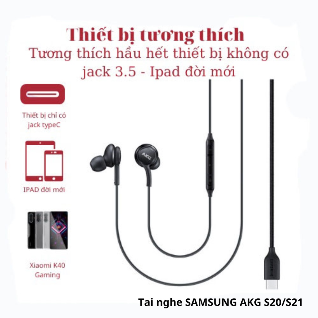 Tai Nghe Có Dây Samsung Akg Type C Note 10 Note20 S20 S21 S22, Tai Nghe Nhét Tai Gaming Phone Chống Ồn Cao Cấp - Tueman