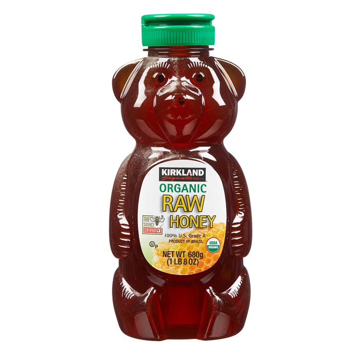 Mật ong Kirkland Signature Raw Organic Honey Bear, 680g