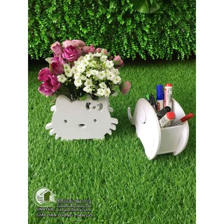 Hộp gỗ đựng bút, cắm hoa mèo hello kitty