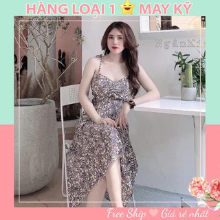 Đầm hai dây hoa nhí tím xinh xắn oh50