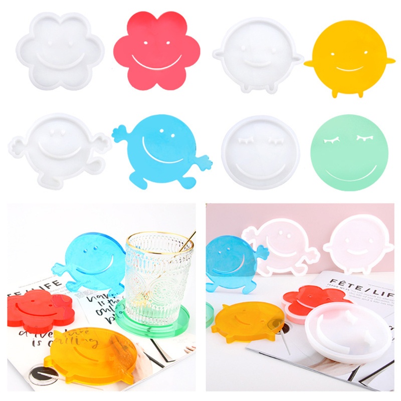 Sa Khuôn Làm Trang Sức Hình Tròn / Mặt Cười Bằng Epoxy Độc Đáo Diy