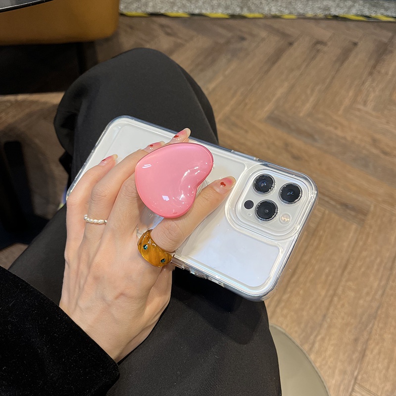 Ốp Điện Thoại Mềm Trong Suốt Có Vòng Đỡ Hình Trái Tim Dễ Thương Cho Iphone 13 Pro Max 12 11 XR X XS 7 8 Plus SE 13