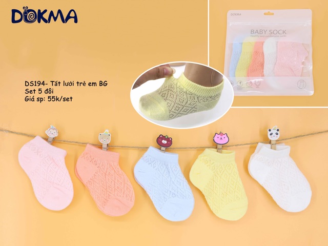 Set 5 đôi tất lưới Dokma cho bé size S-M - DS194