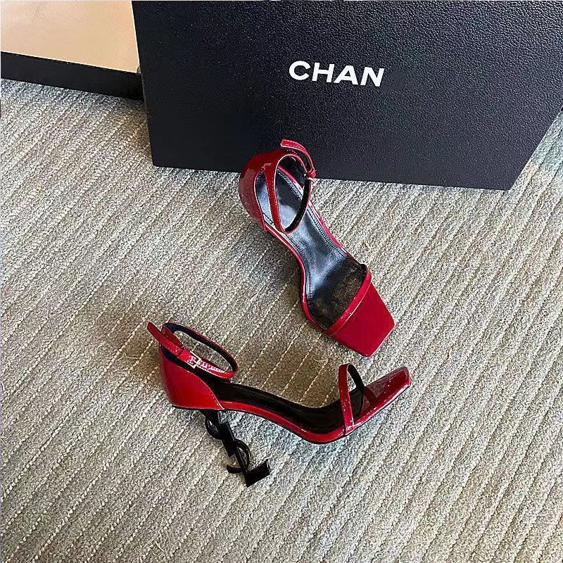 Mới Xăng đan Cao Gót Mũi Vuông Hở Ngón Thời Trang Cho Nữ