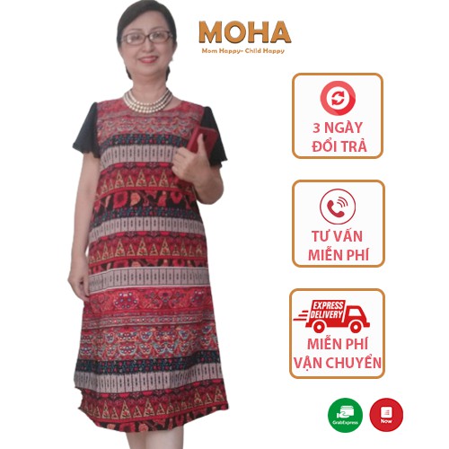 Đầm Dáng Suông Trung Niên Thiết Kế, Đầm Công Sở Chất Liệu Lụa Đũi Mặc Mát Size Từ 44Kg - 70kg