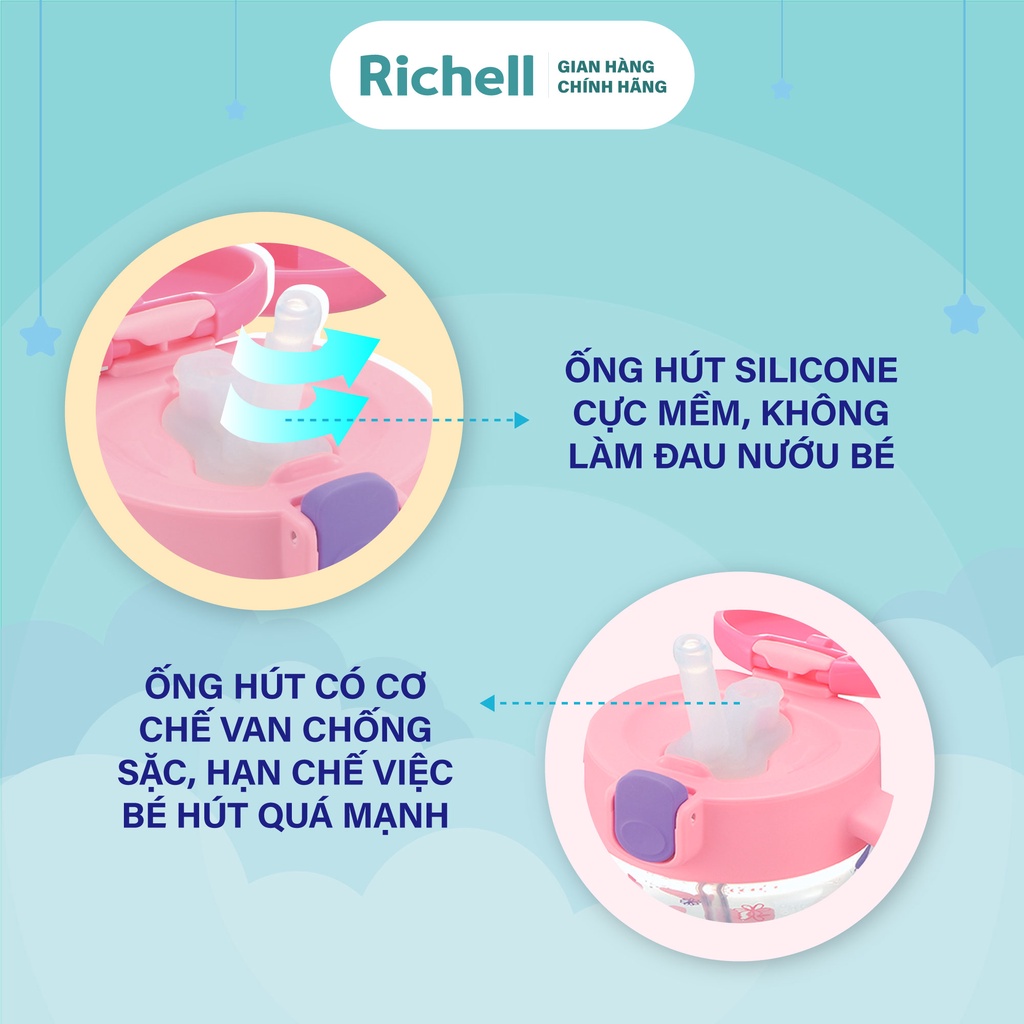 [Mã BMLTA50 giảm đến 50K đơn 99K] Bình ống hút TLI Richell Nhật Bản - bước 2 200ml | Baby