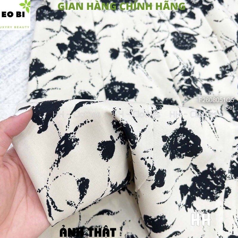 : Set áo calidan mix váy hoa nhí có cúp ngực,Set đầm hoa kèm áo khoác  có ảnh thật đủ size - EOBI