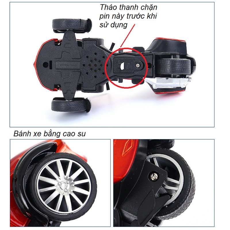 Mô hình Xe mô tô 3 bánh đồ chơi trẻ em bằng kim loại tỉ lệ 1:32 xe chạy cót có âm thanh và đèn