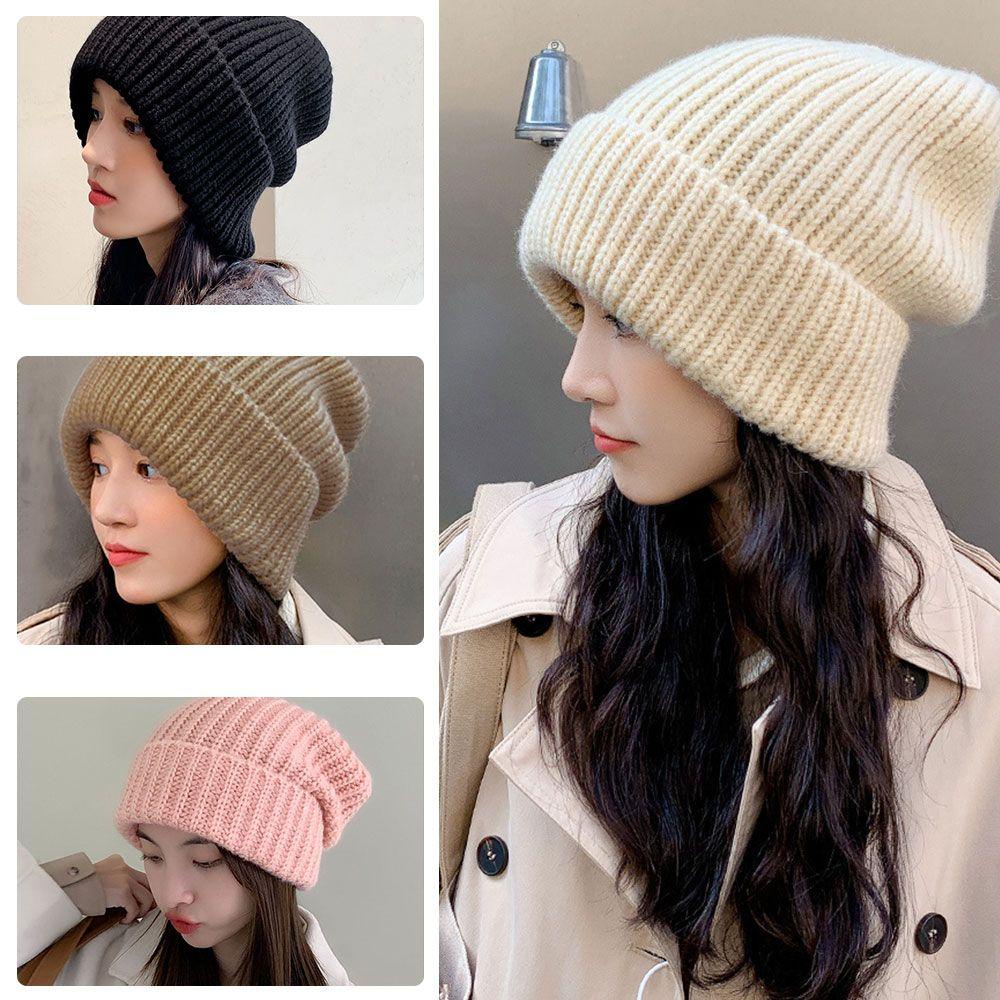 Mũ Beanie Dệt Kim 5 Màu Trơn Dễ Thương Cho Nữ