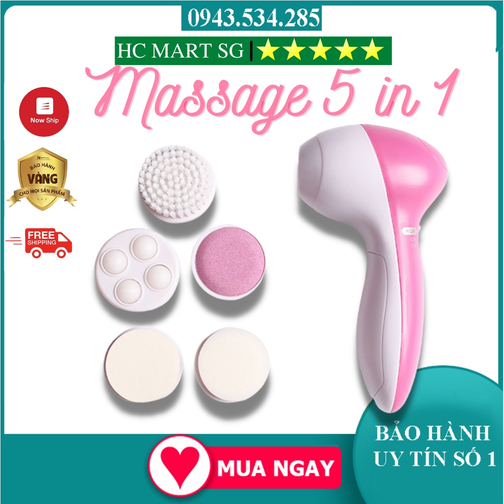 Máy rửa mặt, Máy Rửa Massage Rửa Mặt 5 Trong 1 - Công Cụ Hữu Ích Để Chăm Sóc Làn Da Hoàn Hảo - SIÊU SALE SẬP SÀN