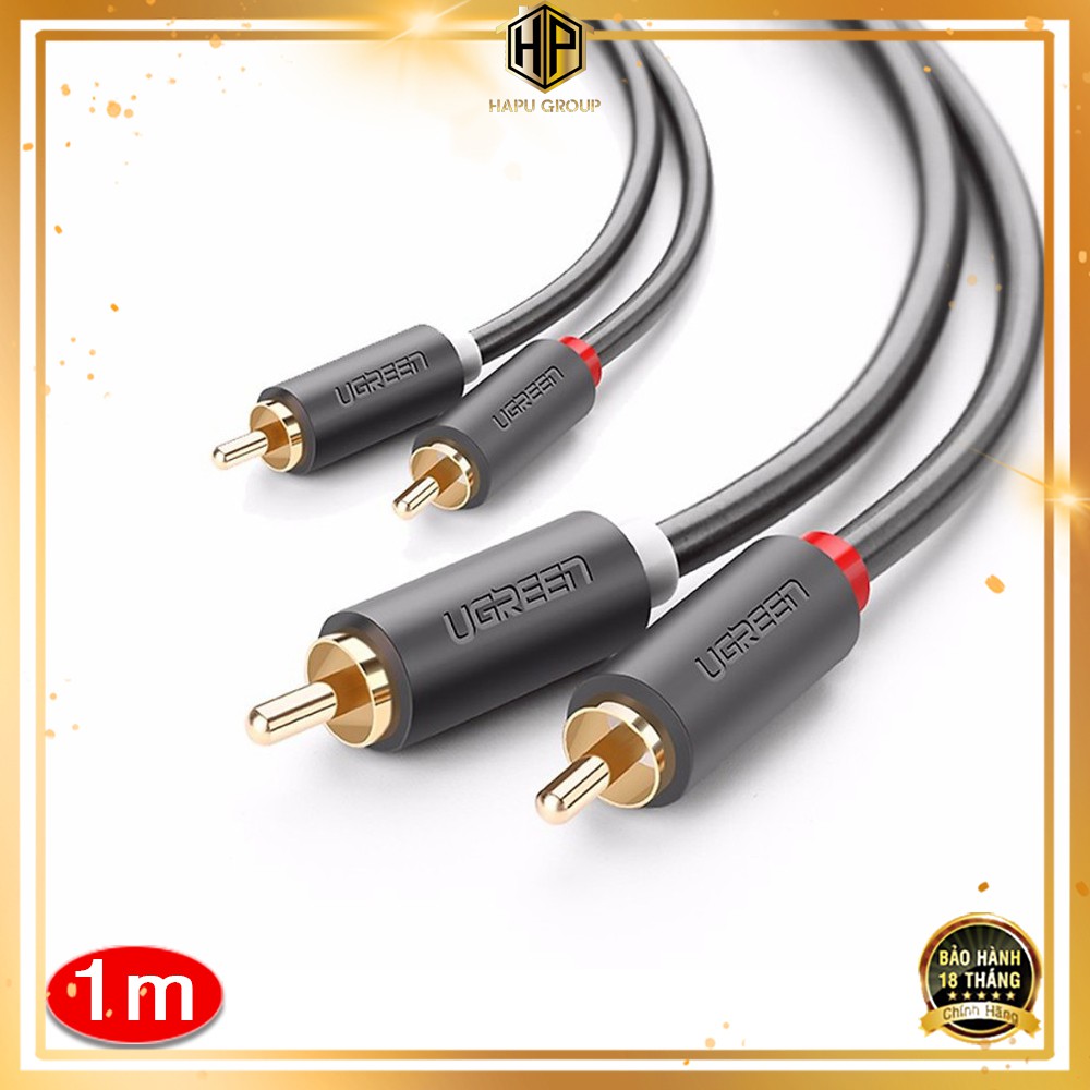 Cáp âm thanh 2 đầu hoa sen RCA - Cáp AV Ugreen 30747 dài 1m cao cấp - Hapugroup