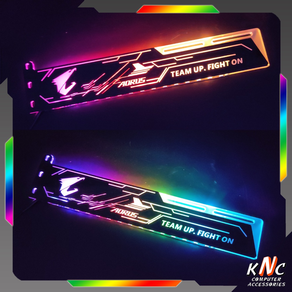 Giá Đỡ VGA Họa Tiết Hình Aorus Led RGB Đồng Bộ Hub Coolmoon Hub Sync Mainboard