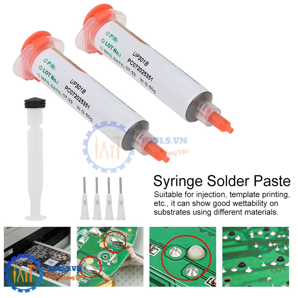 Tuýp Thiếc Hàn Dạng Kem Không Chì Sn42Bi58 Solder Paste 50g Cho Linh Kiện Dán