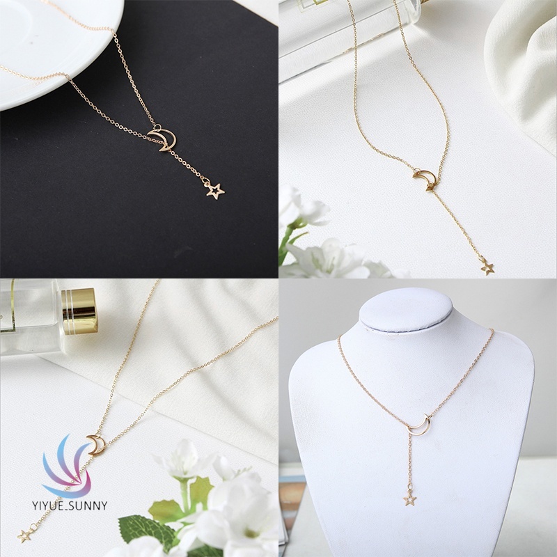 Vòng cổ Mặt Trăng Và Ngôi Sao Thiết Kế Đơn Giản Cho Nữ