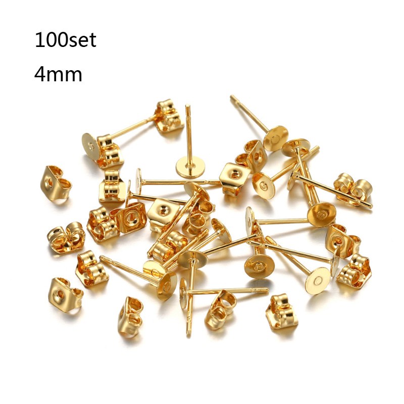 Set 100 Khuyên Tai Bằng Thép Không Gỉ Dùng Làm Trang Sức Diy