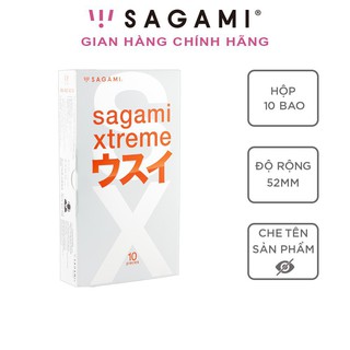 Bao cao su nhiều gel bôi trơn sagami Superthin, siêu mỏng, hộp 10 chiếc..