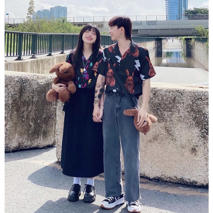 Áo Sơ Mi Ngắn Tay Nam/Nữ THỎ BAD | SƠ MI LỤA CNK 100% | SIZE 40-100KG