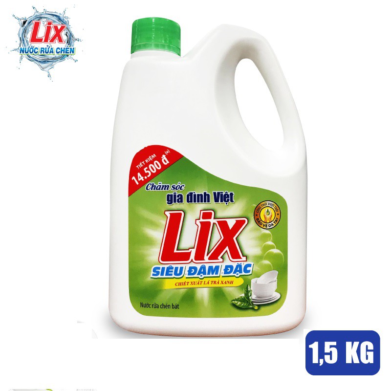 Combo Bột Giặt Lix Extra HH 2.4Kg +Nước rửa chén Lix siêu đậm đặc trà xanh 1.5Kg + Nước lau sàn Lix hương nắng hạ 1L