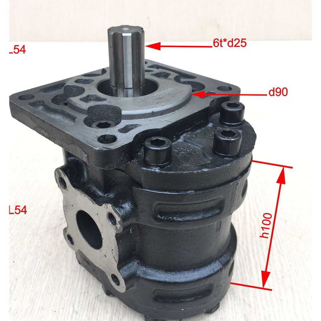Bơm ben - E563 - Xe 7 tấn, trái phải , 2 lỗ dầu bên F24*F30, 4 lỗ bắt mặt bích M10 tâm lỗ 54*54, 4 lỗ bắt bơm ben 86*110