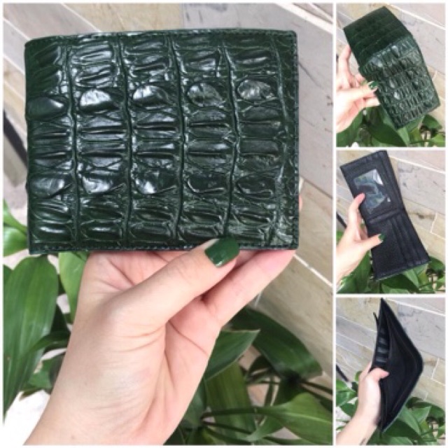 VÍ NAM DA CÁ SẤU 1 MẶT MÀU XANH LÁ - CÁ SẤU GÒ VẤP