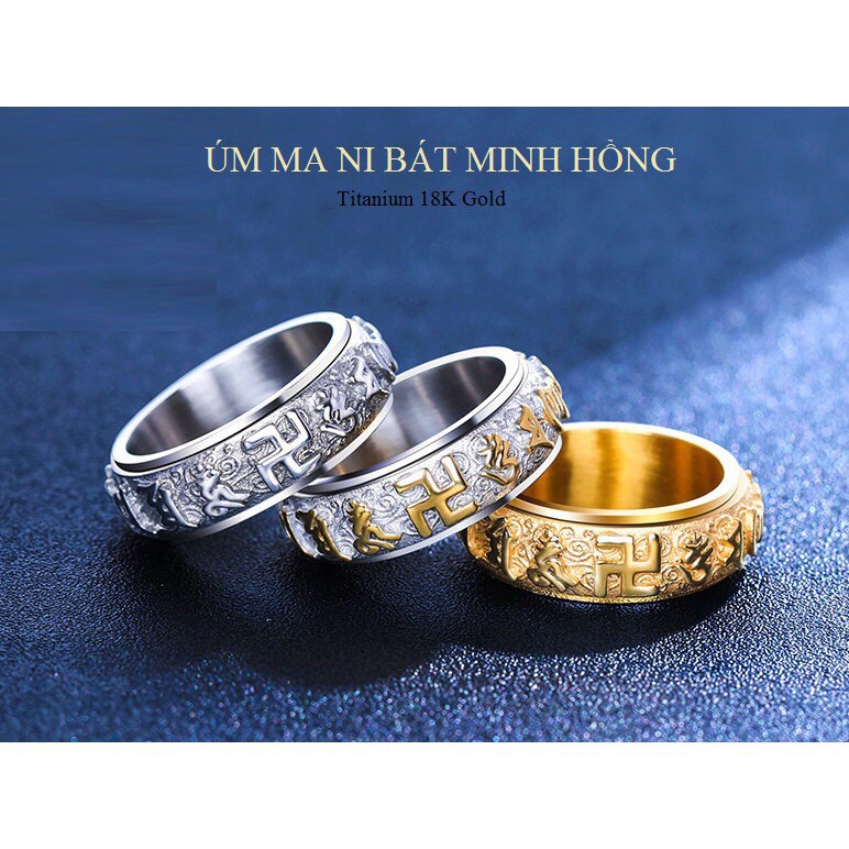 Nhẫn Úm Ma Ni Bát Ni Hồng Cao Cấp - Sang Trọng-Xoay 360 Độ NA65