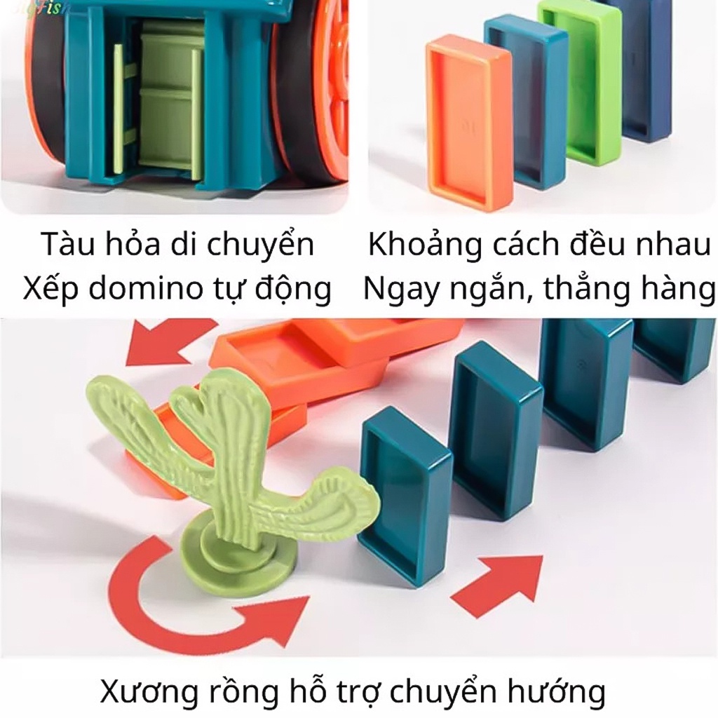 Đồ chơi tàu hỏa - Xe lửa xếp DOMINO tự động, phát nhạc thông minh cho bé yêu -dc4836