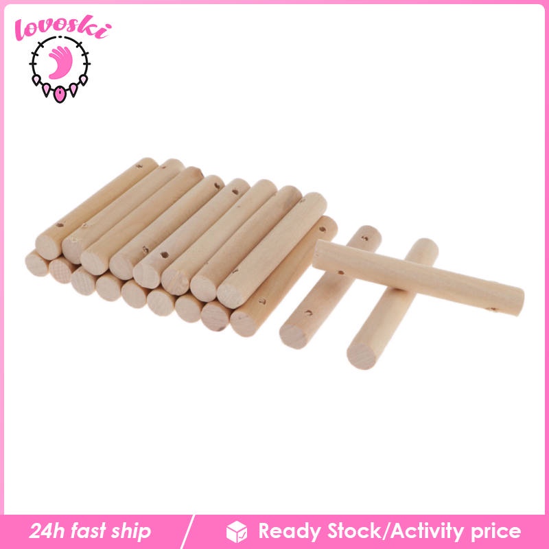 [Lovoski] Set 20 Que Gỗ Tròn Tự Nhiên Làm Mô Hình Thủ Công Có Đục Lỗ