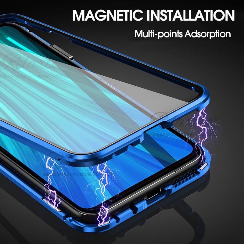 Ốp lưng kính cường lực hai lớp Magneto Magnetic Adsorption Metal double Glass Case For Oneplus 6T 7 Pro Back Cover