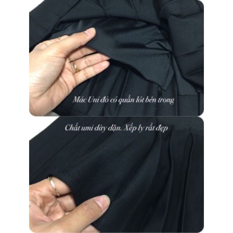 Chân váy Bầu xếp ly, có đỡ bụng kèm chun điều chỉnh, chất umi mềm mịn