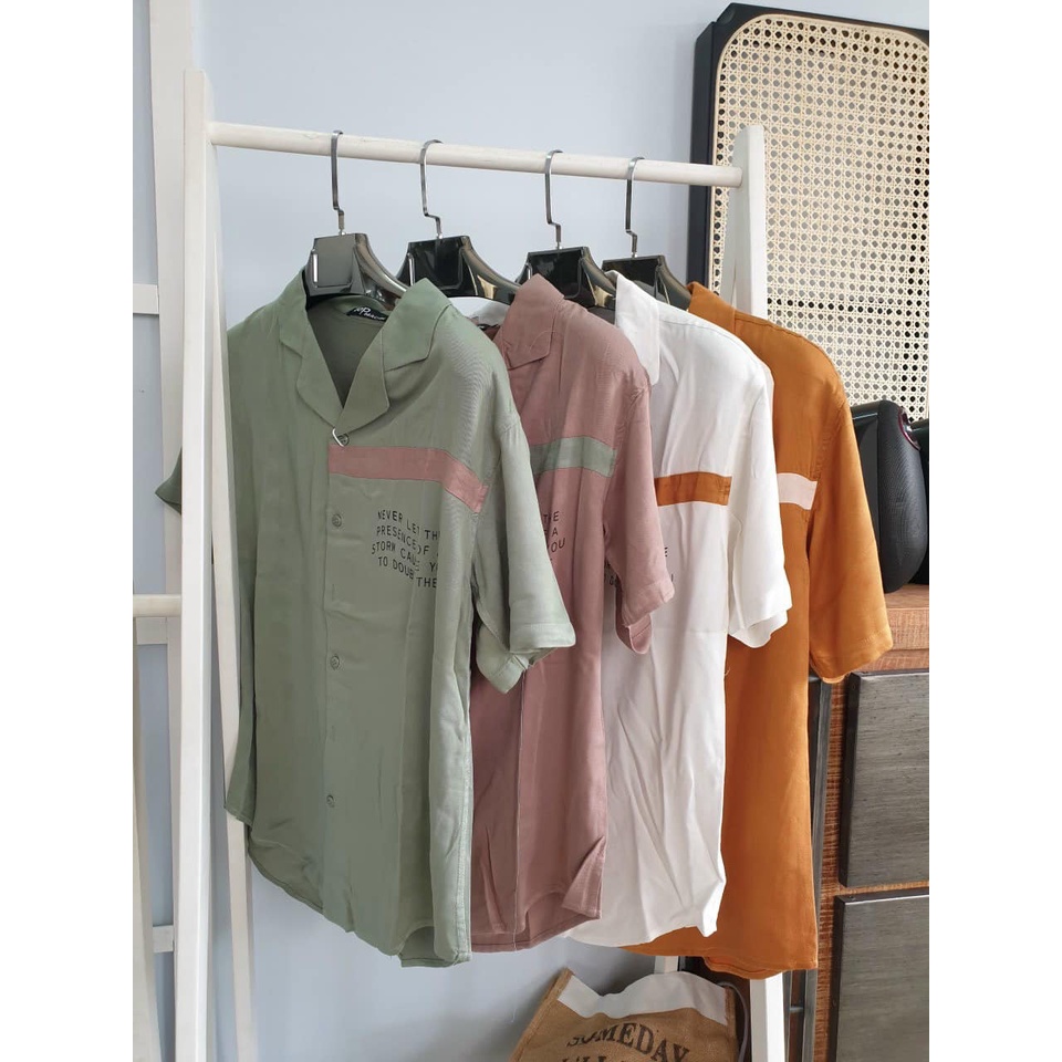 Áo Sơmi Đũi Nam ngắn tay, áo cổ bẻ linen cộc kiểu Hàn Quốc họa tiết phối kẻ cá tính