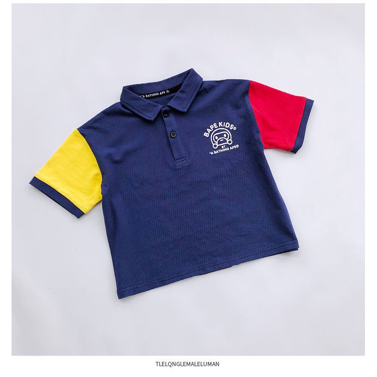 Áo polo 100% Cotton Mỏng Tay Ngắn In Hình Khối Màu Thời Trang Mùa Hè Dành Cho Bé Trai Và Bé Gái 2022