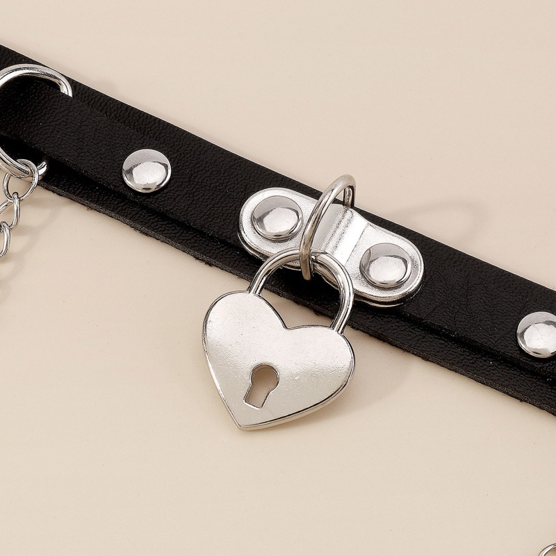 Vòng Cổ Choker Da Pu Mặt Trái Tim Phong Cách Gothic Punk
