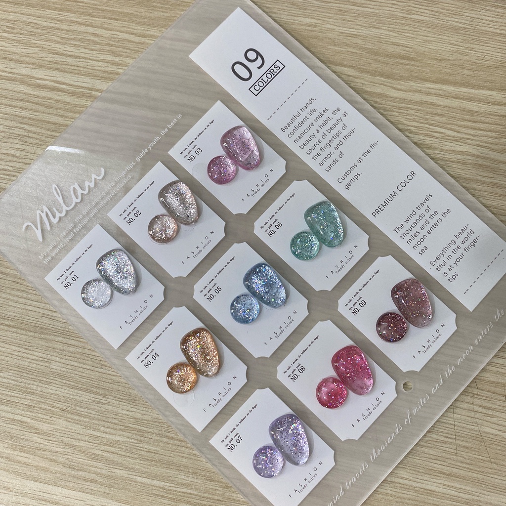 [06] Set sơn gel nhũ 9 màu Very Good Nail chính hãng 15ml + tặng kèm bảng màu